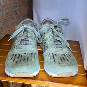 Dansko "Charlie" Perforated Suede Sneakers in sage green - 39